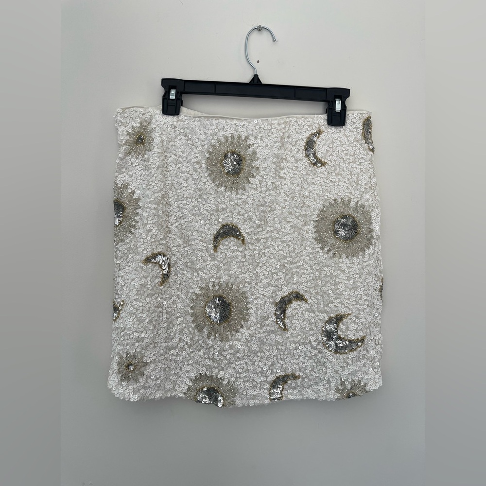 Show Me Your MuMu White Sequin Mini Skirt with Silver Embellishments - Picture 7 of 9